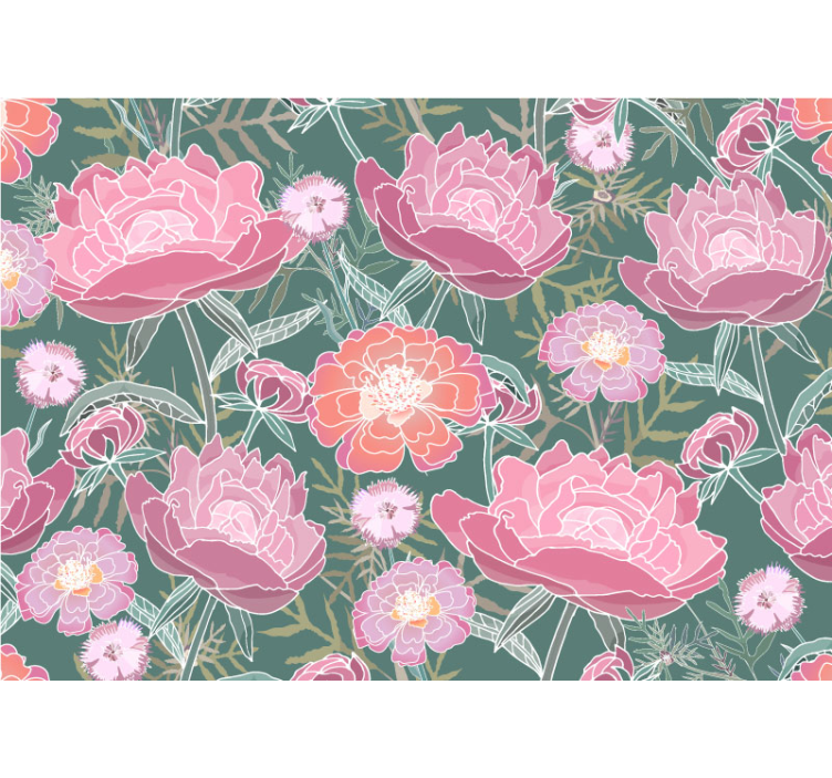 Flower mural peony floral arrangement - TenStickers