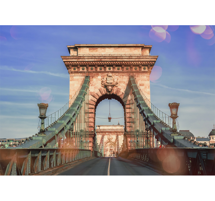 City wall mural chain bridge view - TenStickers