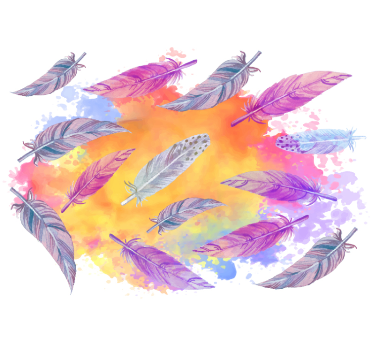 Flower mural with vibrant feather designs - TenStickers