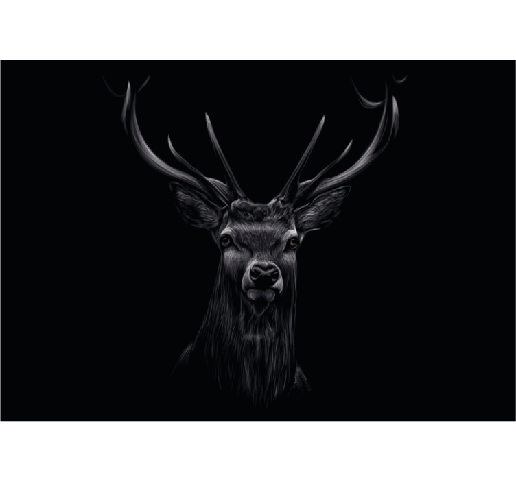 Posh Stag black wall mural - TenStickers