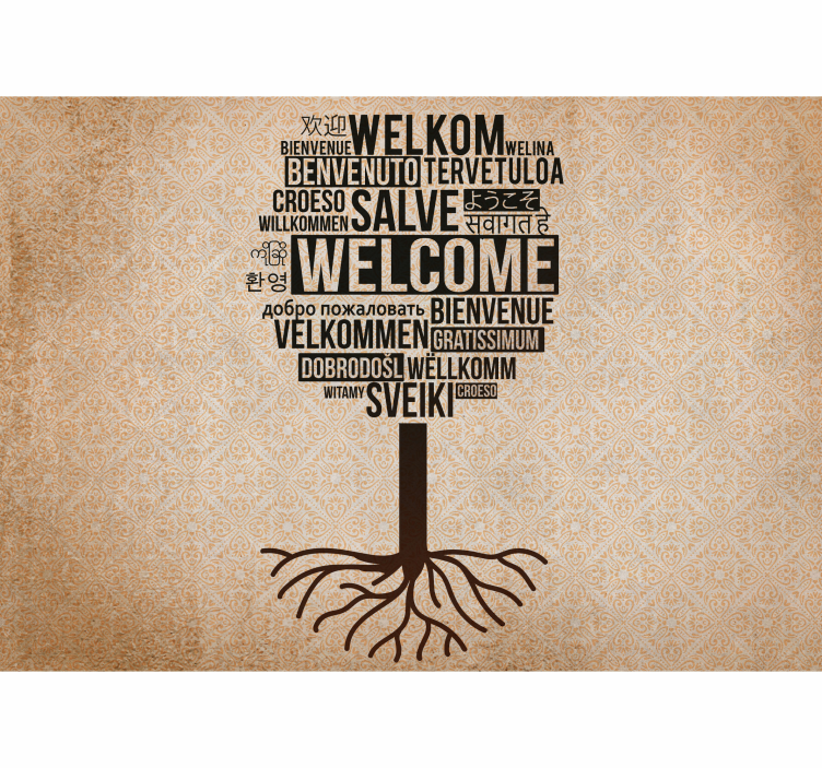 Phrase wall mural welcome in many languages - TenStickers