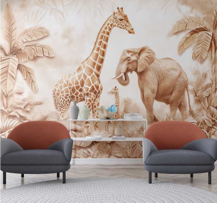 Abstract savannah terracotta wall mural - TenStickers
