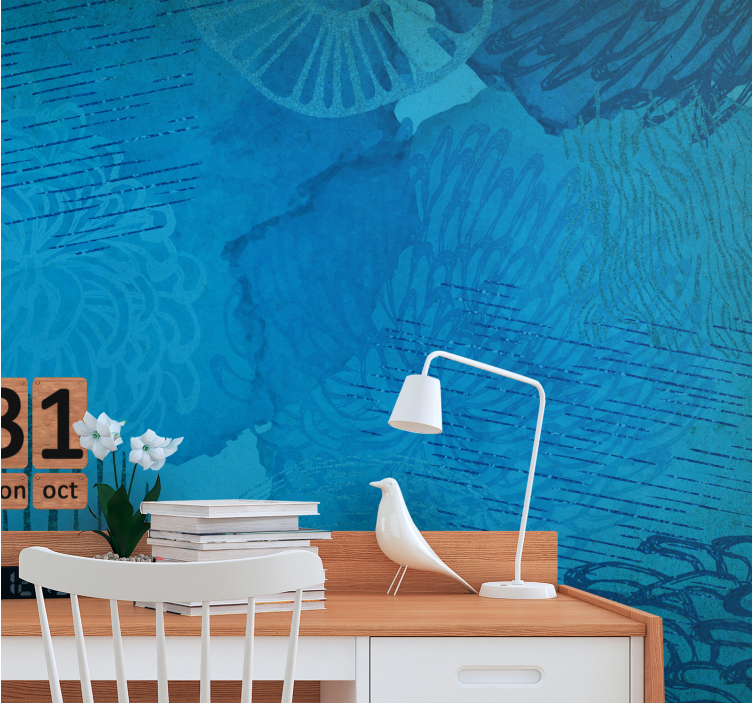 Abstract wall mural blue textured designs - TenStickers