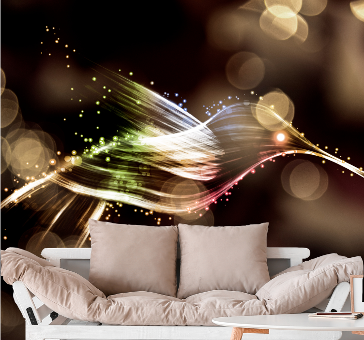 Abstract wall mural dynamic light waves - TenStickers