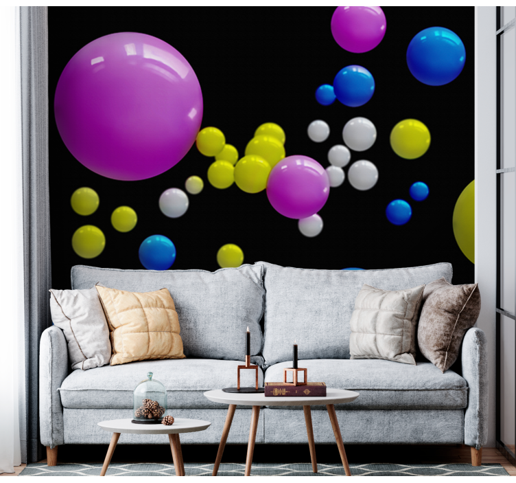 Abstract wall mural floating colorful orbs - TenStickers