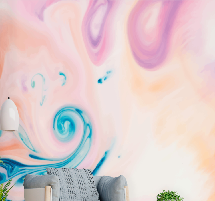 Abstract wall mural soft fluid swirls - TenStickers