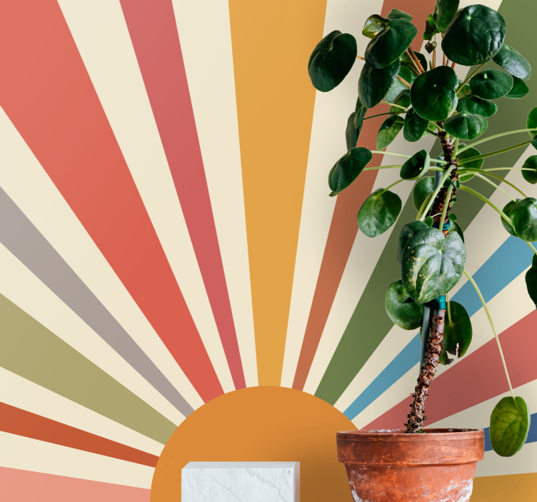 Abstract wall mural sunrise rays design - TenStickers