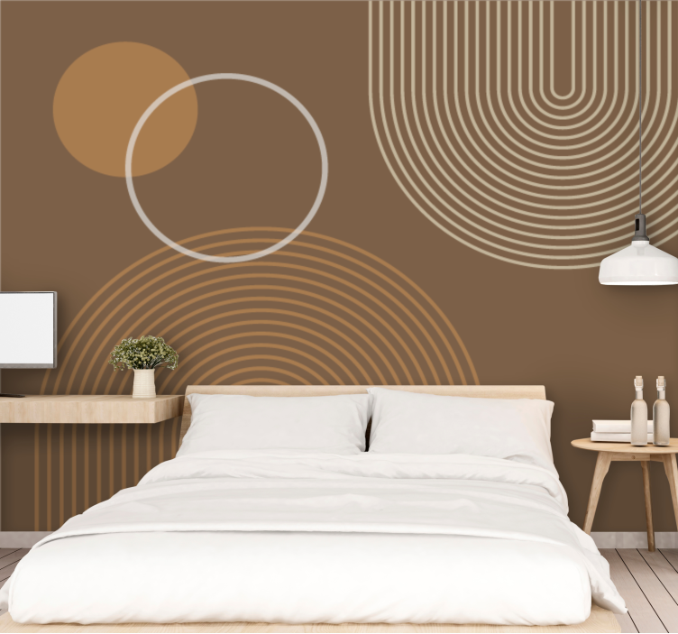 Abstract wall mural with geometric circle designs - TenStickers