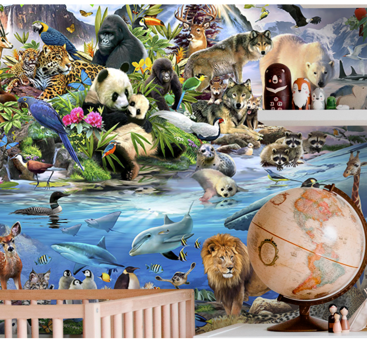 All kind of animals  wall mural - TenStickers
