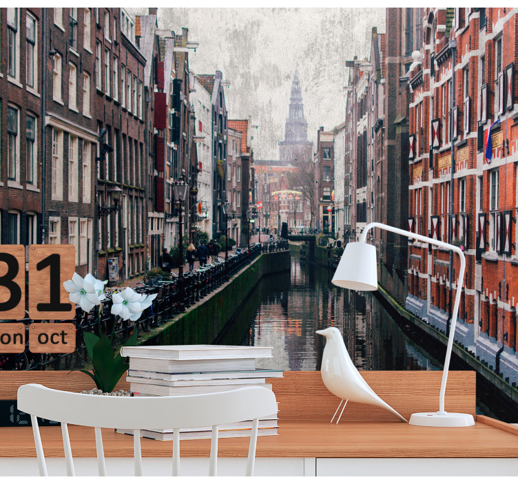 Amsterdam wall mural amsterdam waterway view - TenStickers