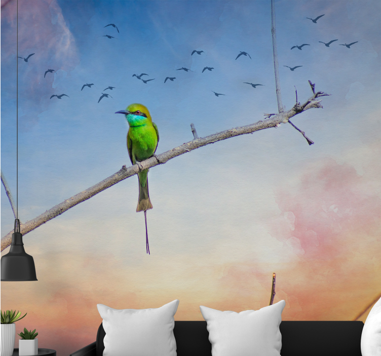 Animal mural bird on branch - TenStickers
