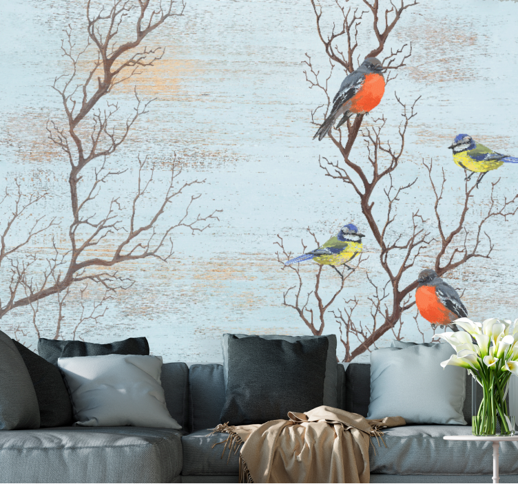 Animal mural birds on branches - TenStickers