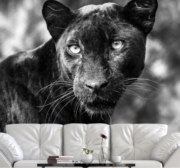 Animal mural black panther face art print - TenStickers