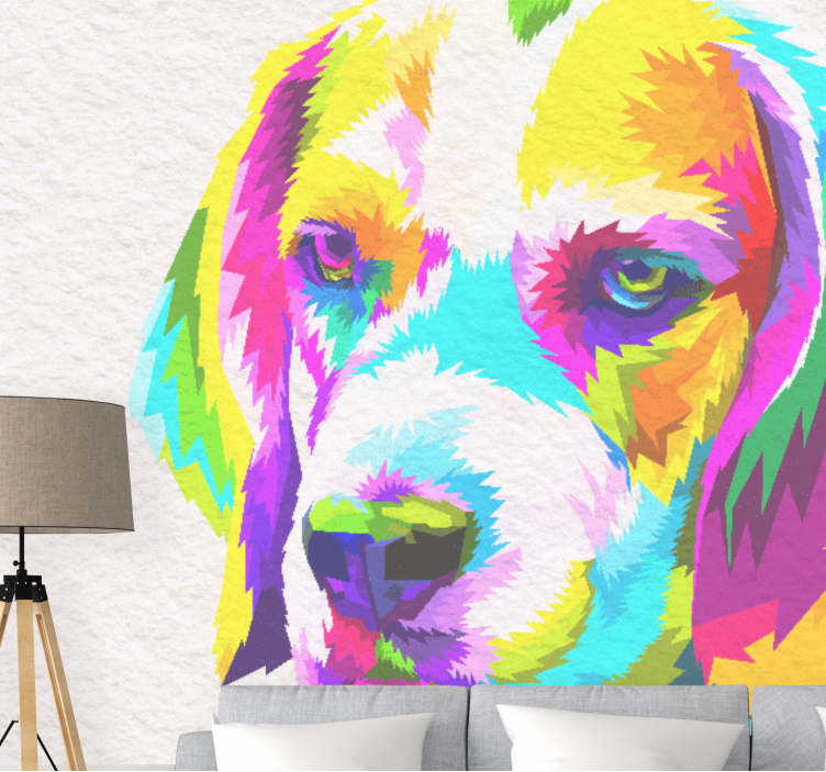 Animal mural colorful dog portrait - TenStickers