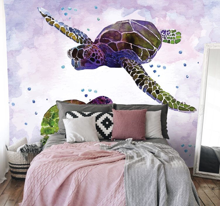 Animal mural colorful sea turtle - TenStickers