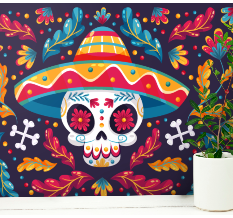 Animal mural colorful sugar skull design - TenStickers