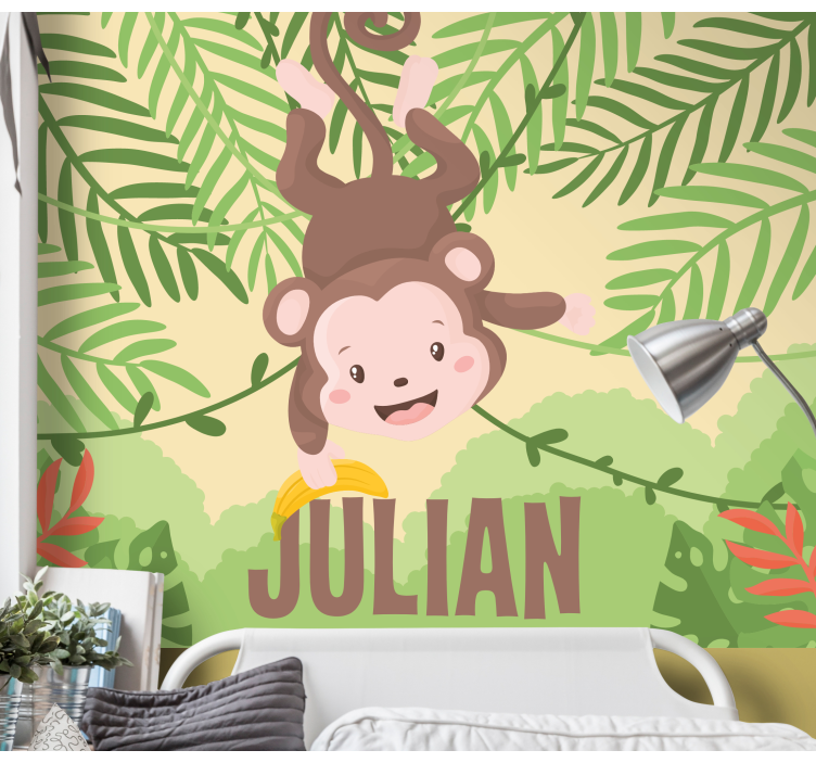 Animal mural cute monkey adventure - TenStickers