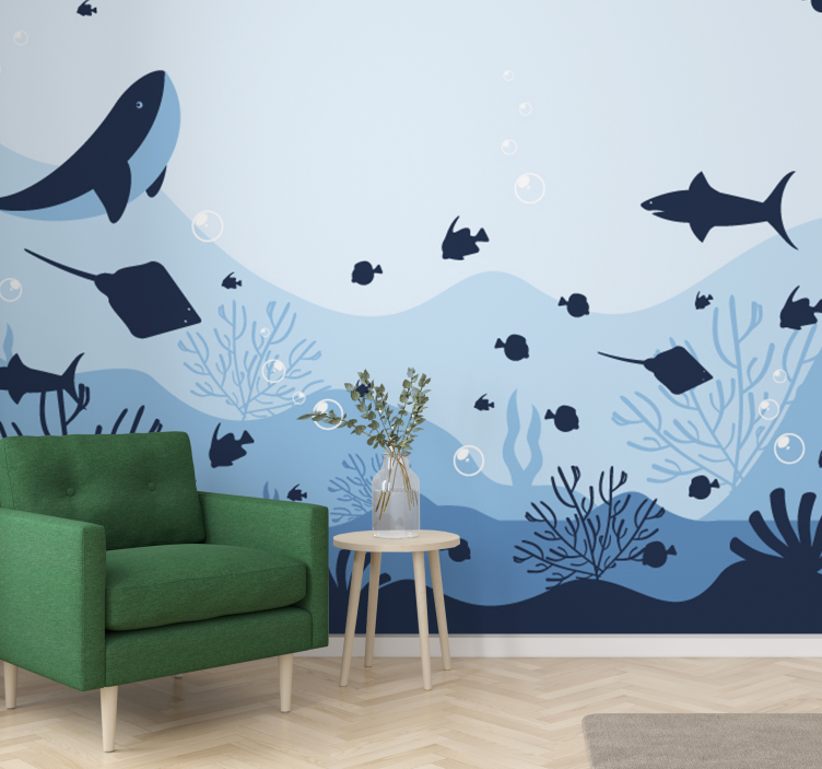 Animal mural deep sea creatures artwork - TenStickers