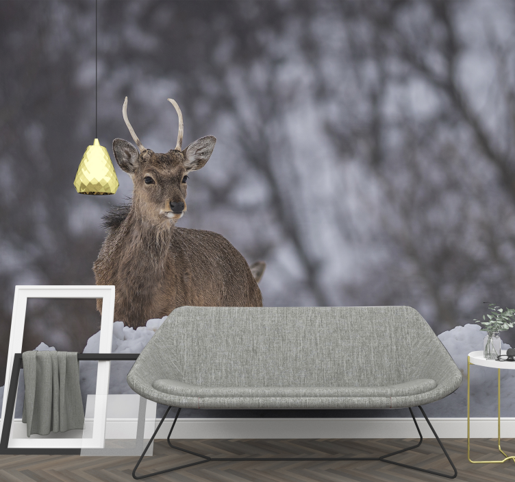 Animal mural deer in snow - TenStickers