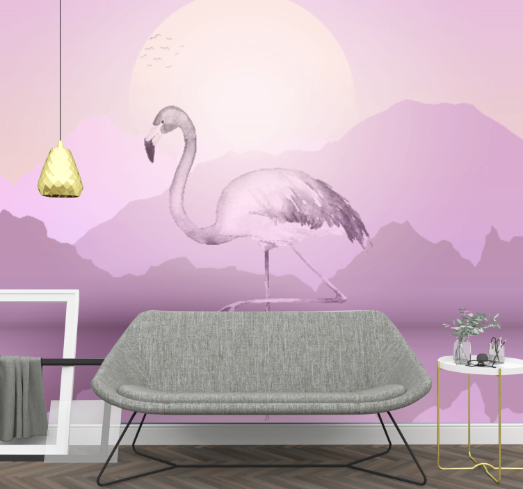 Animal mural elegant flamingo silhouette - TenStickers