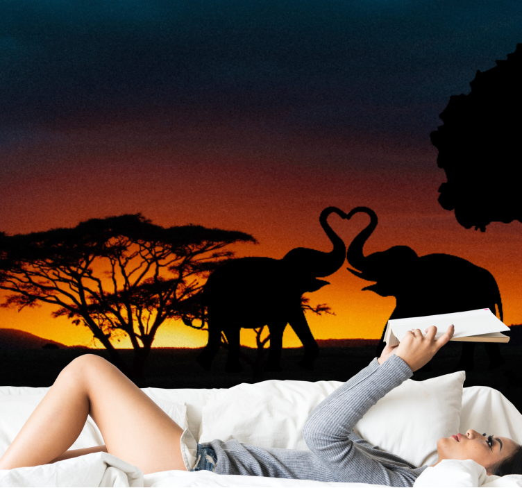 Animal mural elephant love silhouette - TenStickers