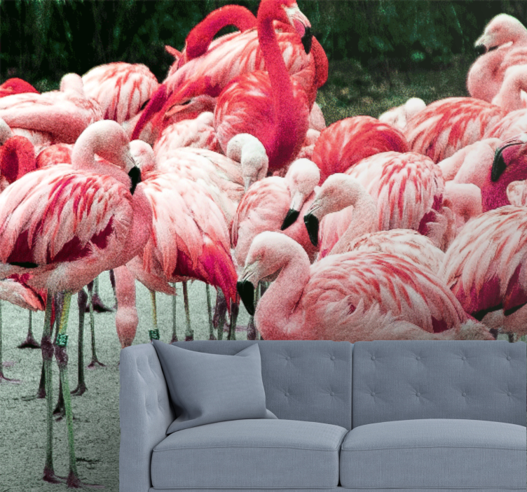 Animal mural flamingo flock - TenStickers