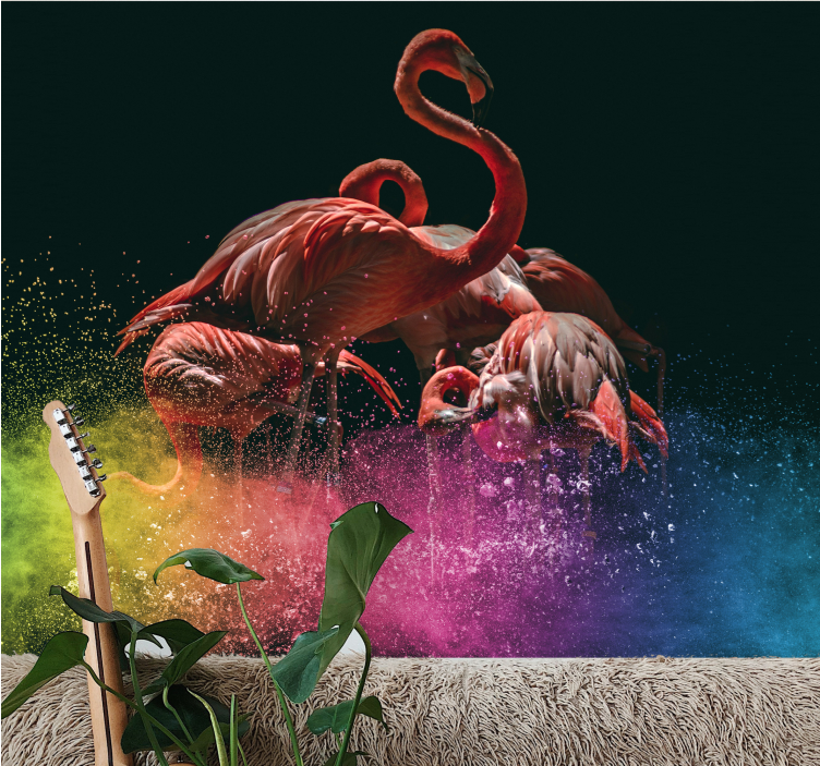 Animal mural flamingo party splash - TenStickers