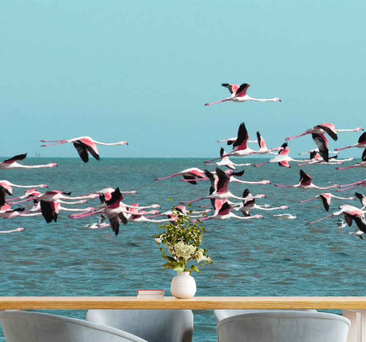 Animal mural flamingos above water - TenStickers