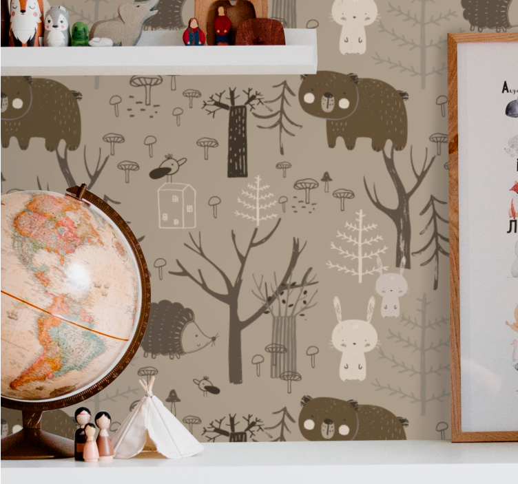 Animal mural forest creatures at play - TenStickers