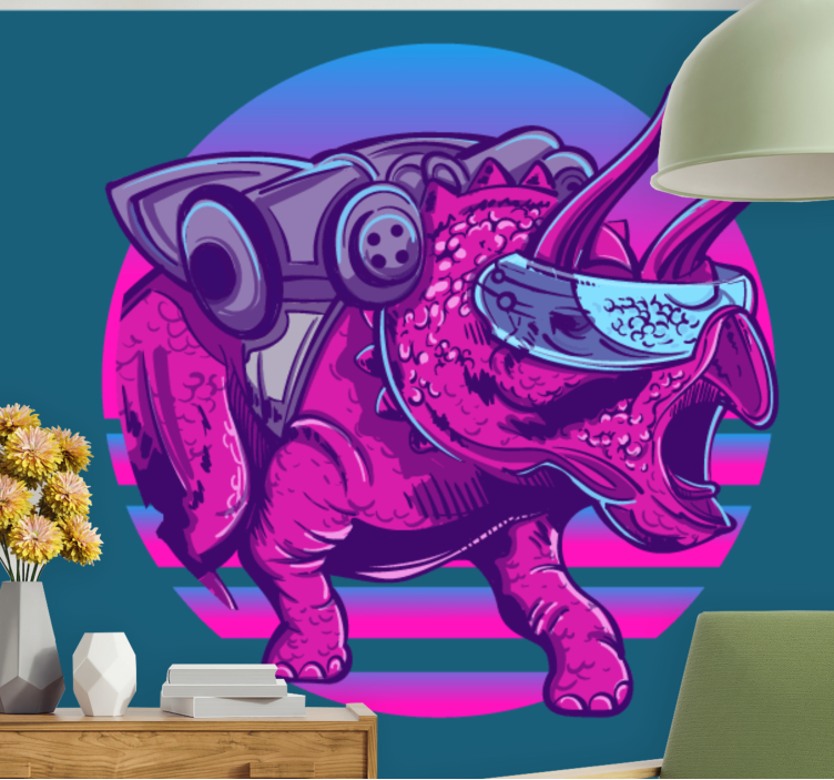 Animal mural futuristic triceratops design - TenStickers