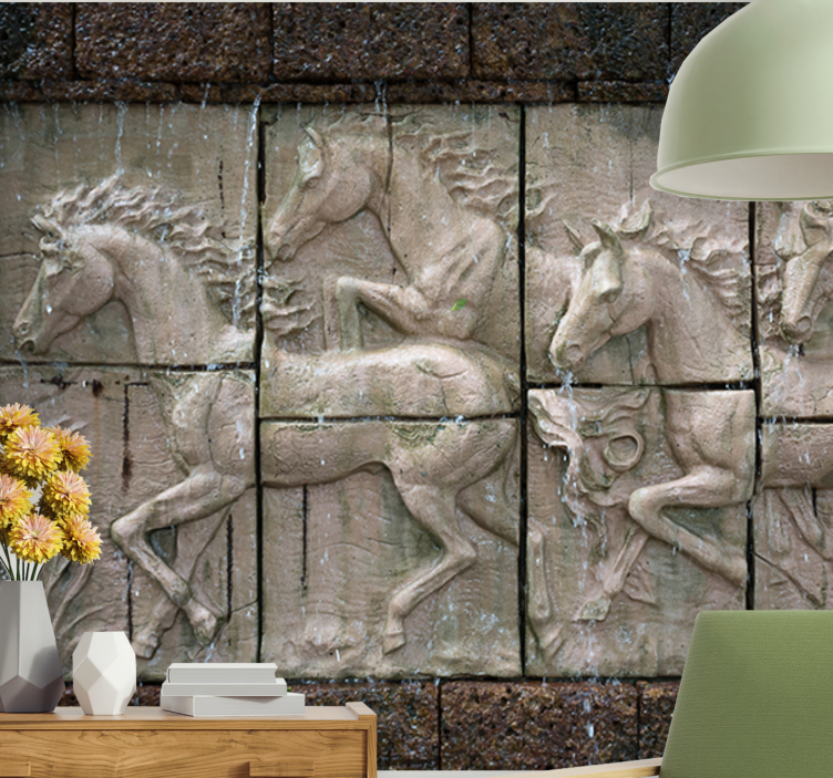 Animal mural galloping horses relief - TenStickers