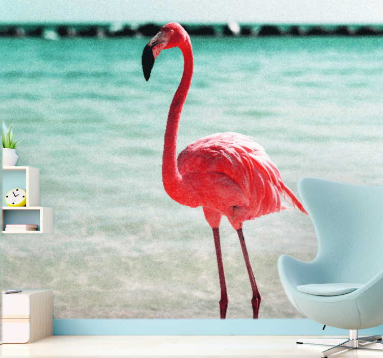 Animal mural graceful flamingo pose - TenStickers