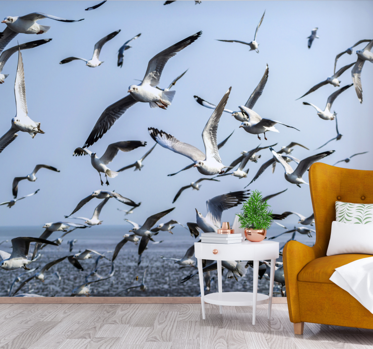 Animal mural gulls in flight - TenStickers