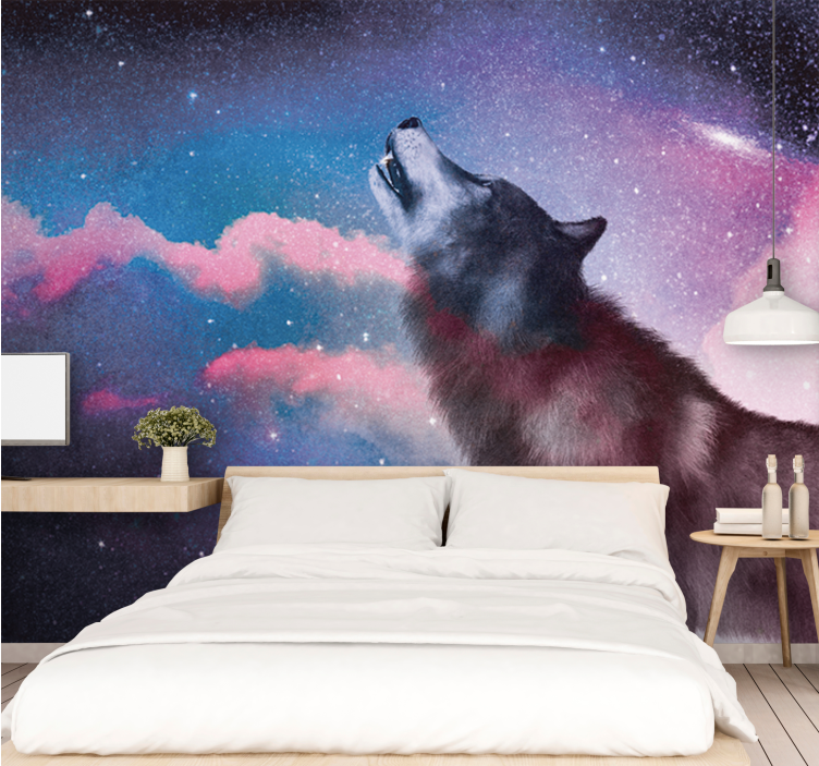 Animal mural howling wolf silhouette - TenStickers