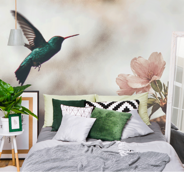 Animal mural hummingbird and blossom - TenStickers
