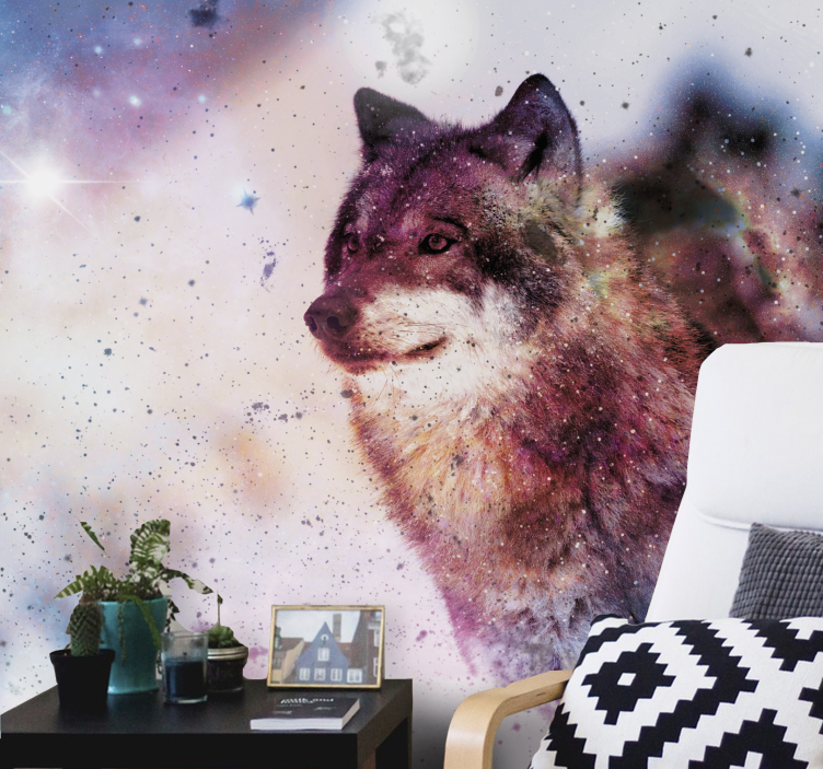 Animal mural lone cosmic wolf - TenStickers
