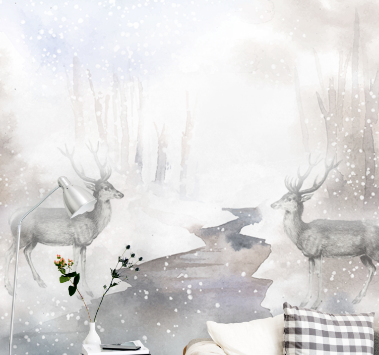 Animal mural majestic deer encounter - TenStickers