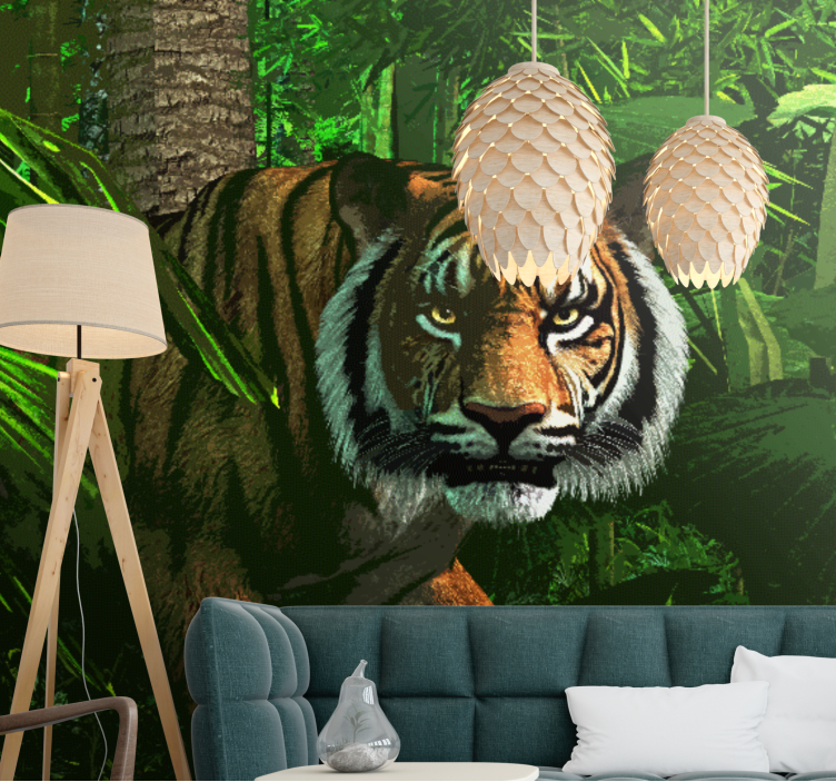 Animal mural majestic tiger stalking - TenStickers