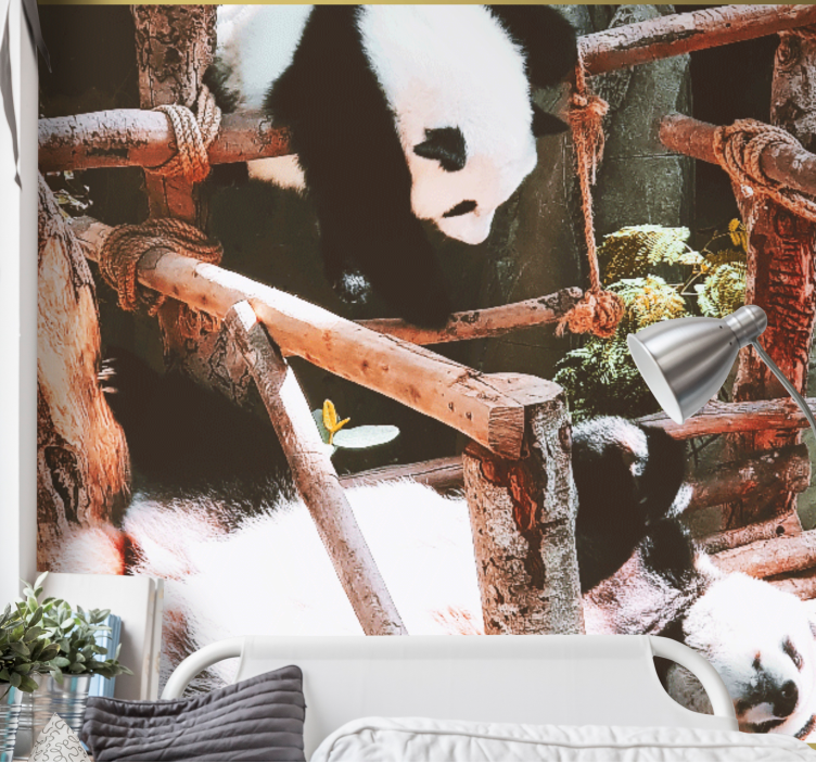 Animal mural panda playtime scene - TenStickers