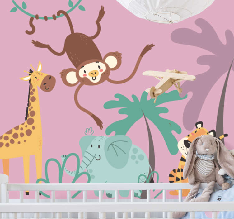 Animal mural playful jungle companions - TenStickers