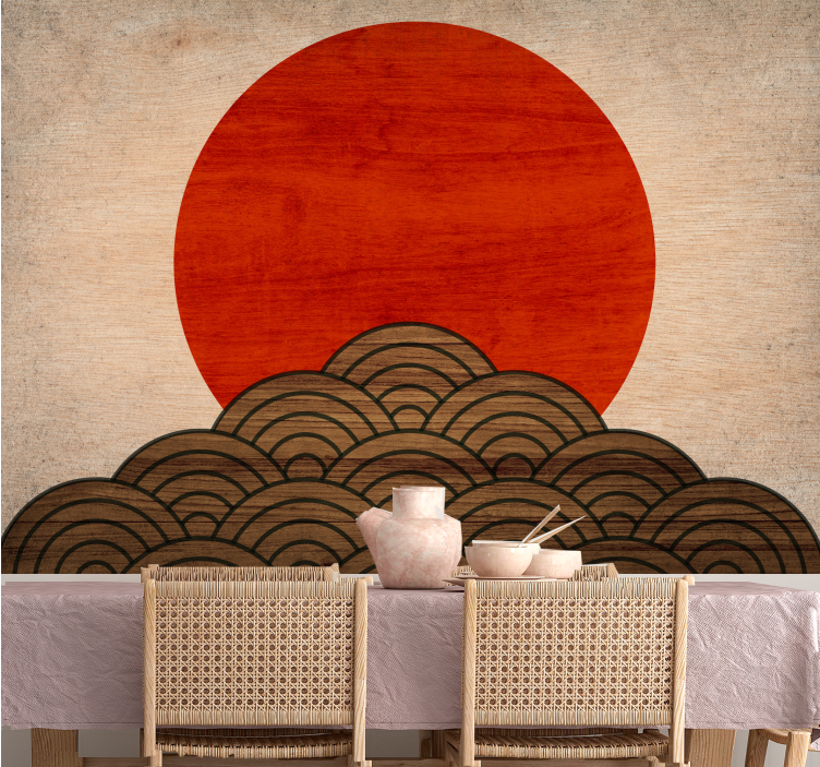 Animal mural red sun waves design - TenStickers