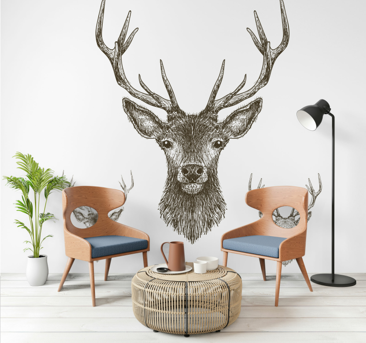 Animal mural stag head art - TenStickers