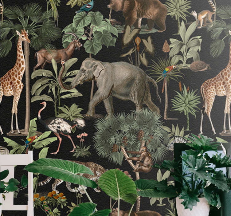 Animal mural wildlife jungle scene - TenStickers