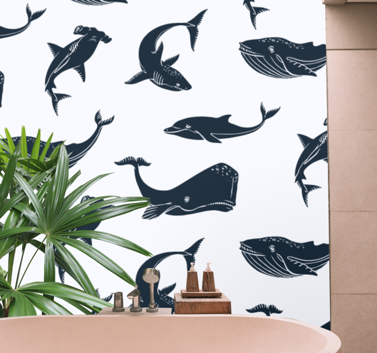 Animal mural with ocean life designs - TenStickers