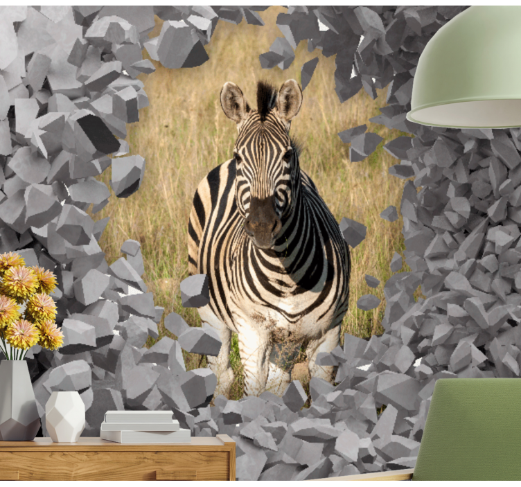Animal mural zebra emerging from rocks - TenStickers