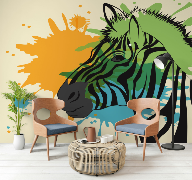 Animal mural zebra splash artwork - TenStickers