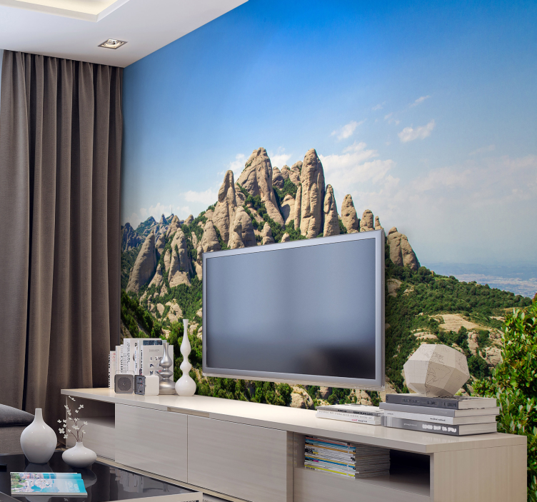 Barcelona Montserrat Mountain wall mural - TenStickers