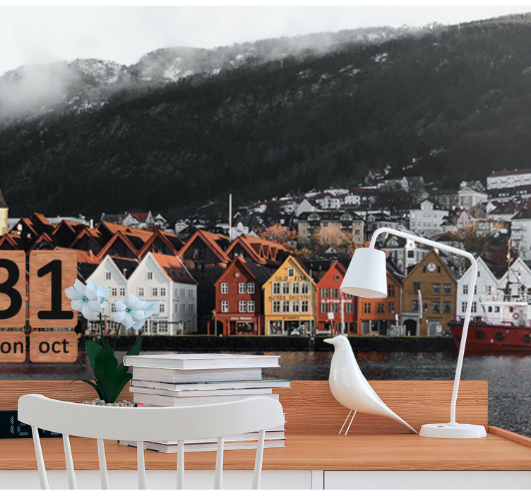 Bergen Waterfront Houses city wall mural - TenStickers