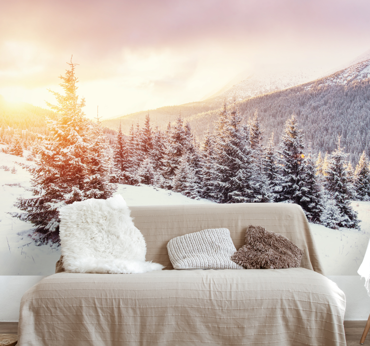 Snowy Mountain Mountain wall mural - TenStickers