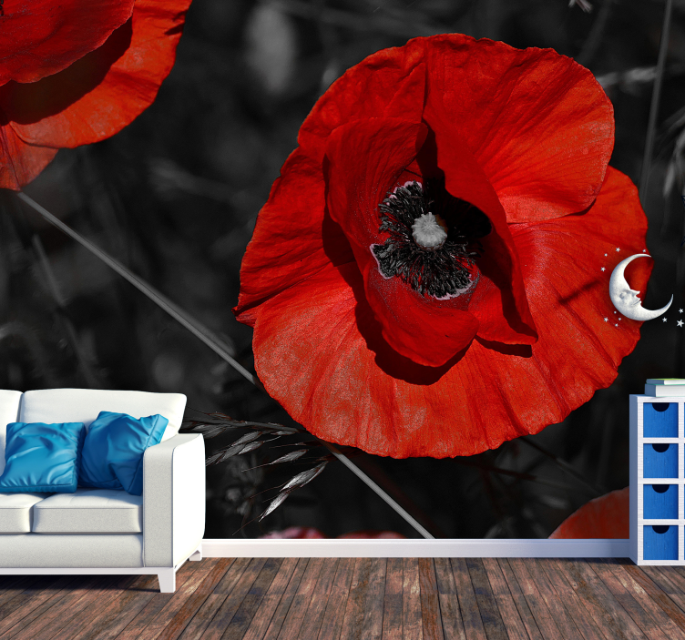 Blossom Poppy Flower Wall Mural - TenStickers
